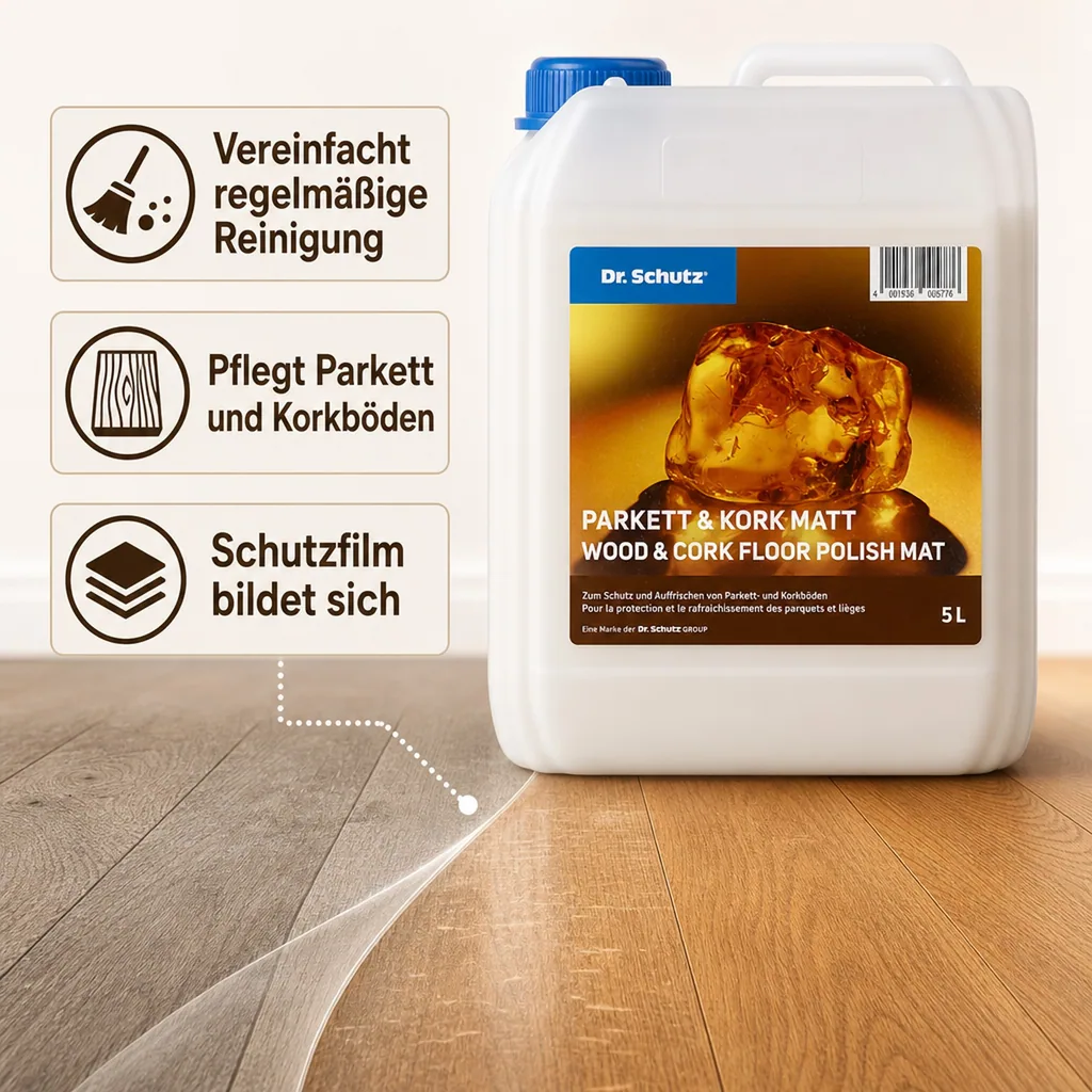 DR. SCHUTZ Parkett & Kork Matt 5 Liter reicht für ca. 200m²