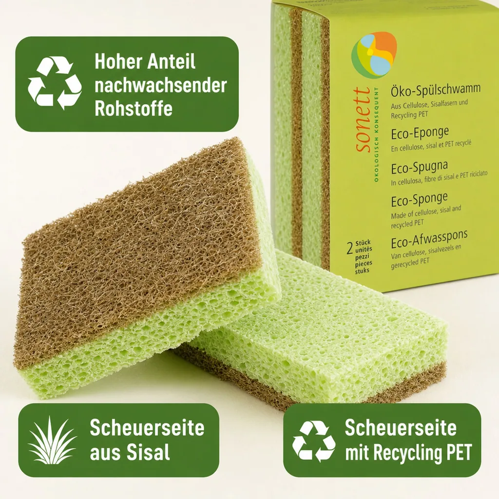 SONETT Spülschwamm, 1 x 2er Pack ökologisch
