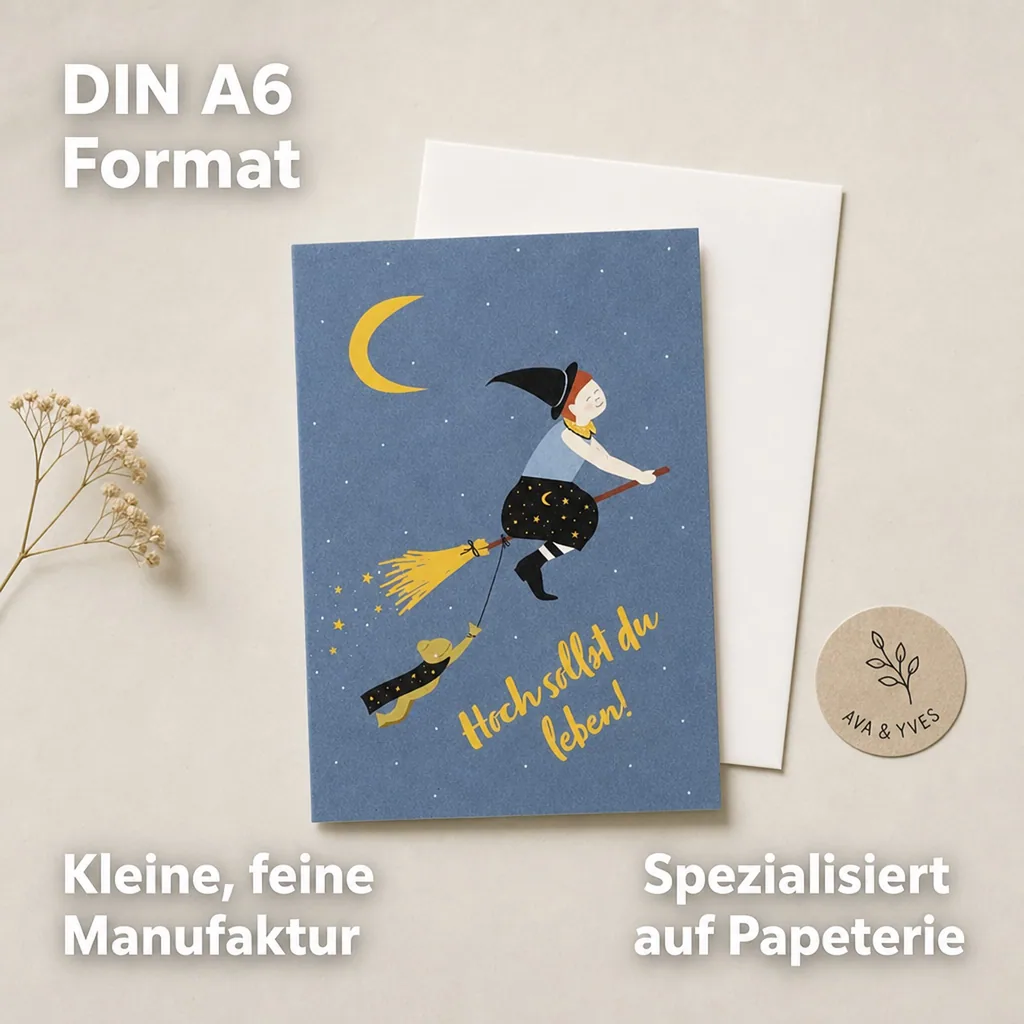 Ava & Yves Glückwunsch Klappkarte Hexe