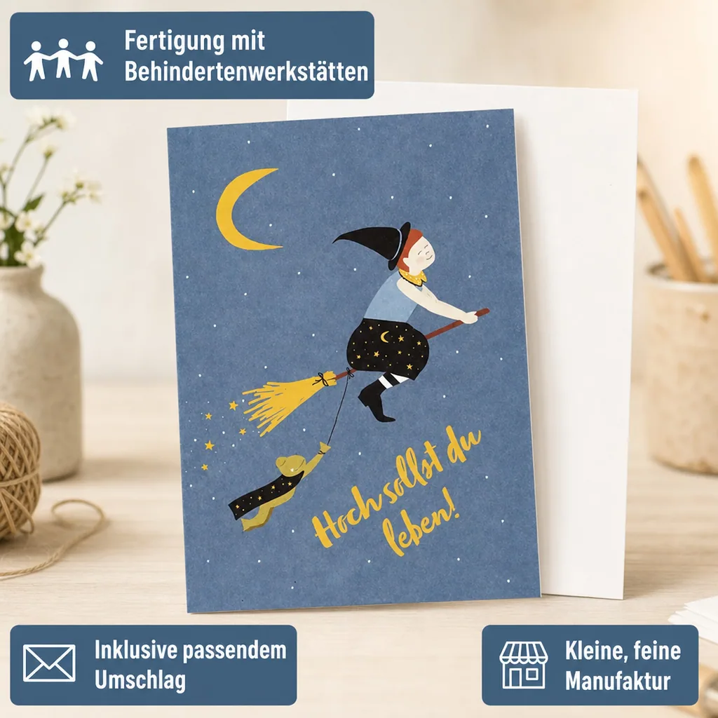 Ava & Yves Glückwunsch Klappkarte Hexe