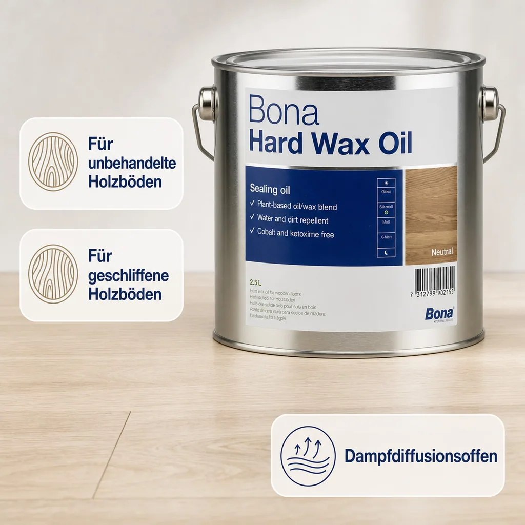BONA Hardwax Oil matt 2,5 Liter für Holzböden im Innenbereich