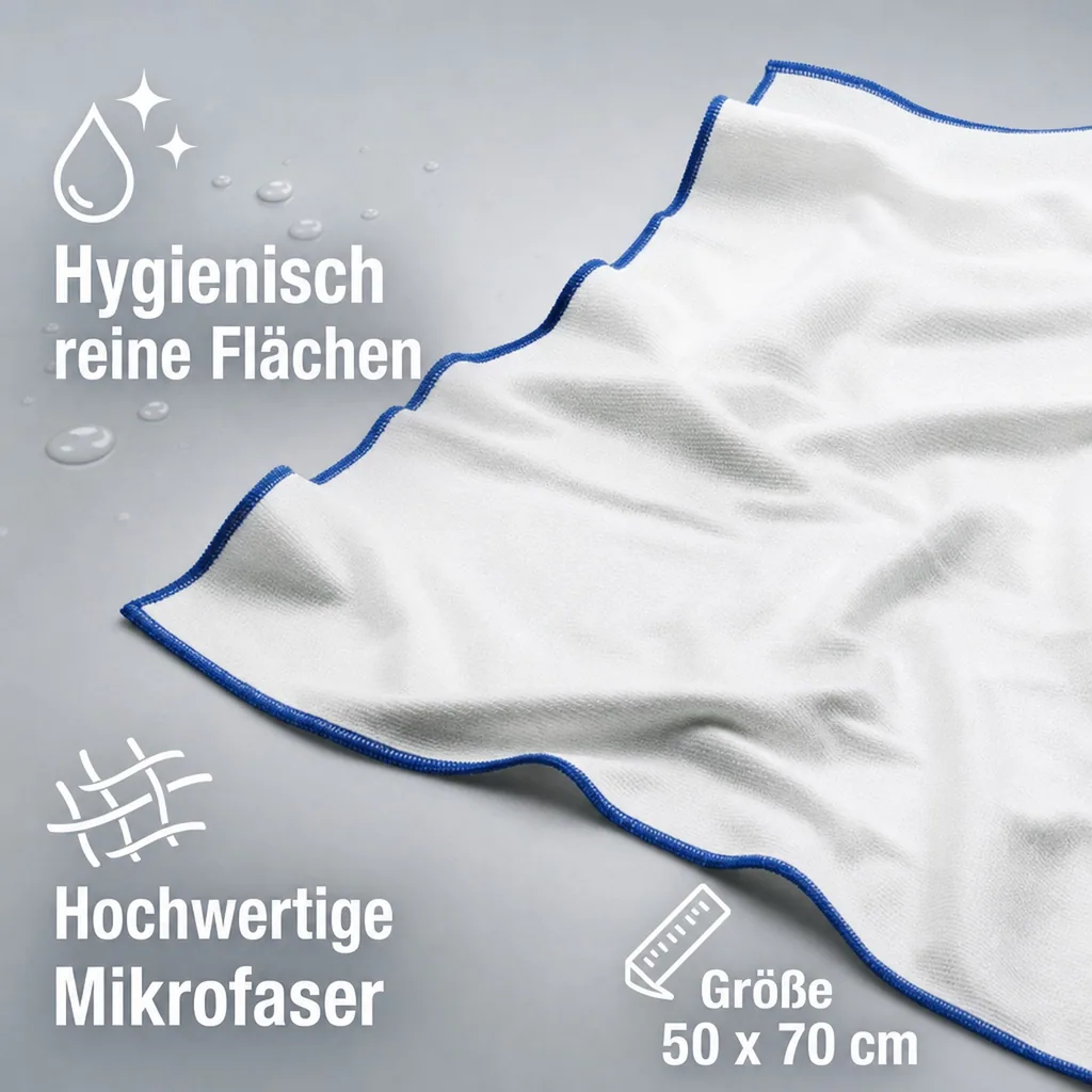 MEGA Clean Polier- und Geschirrtuch 50 x 70 cm weiß 10 Stück Packung