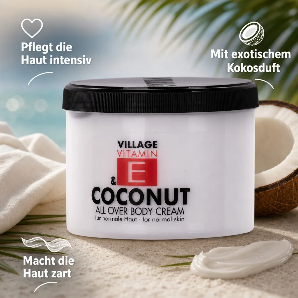 VILLAGE Vitamin E Bodycream Kokosnuss 500ml Körperlotion