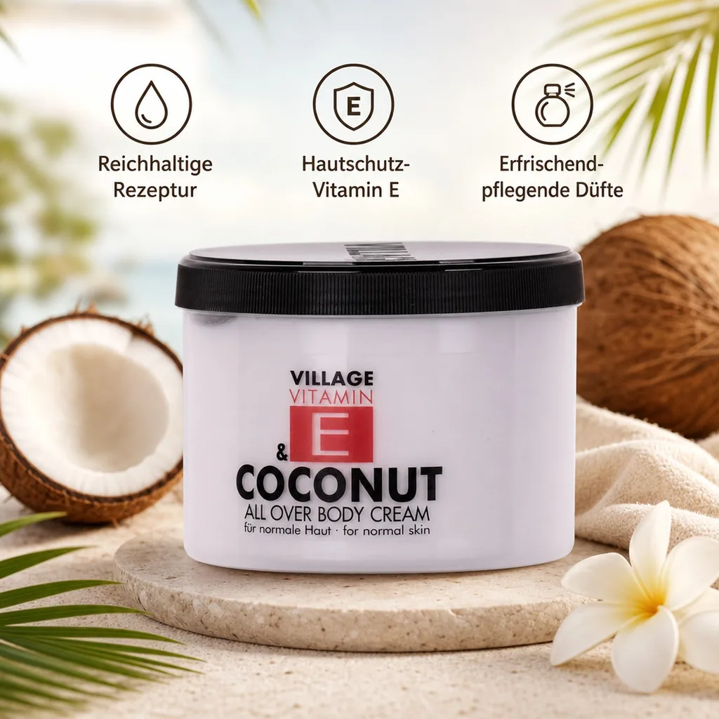 VILLAGE Vitamin E Bodycream Kokosnuss 500ml Körperlotion