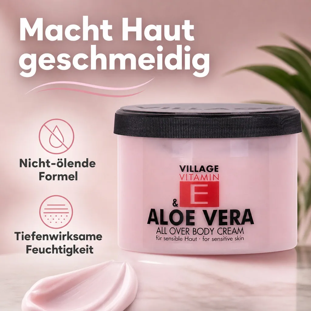 VILLAGE Vitamin E Bodycream Aloe Vera 500ml Körperlotion