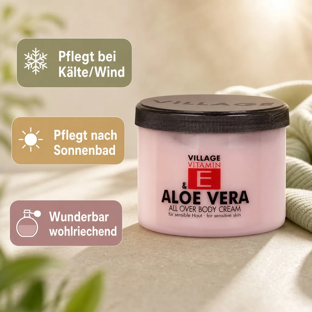 VILLAGE Vitamin E Bodycream Aloe Vera 500ml Körperlotion