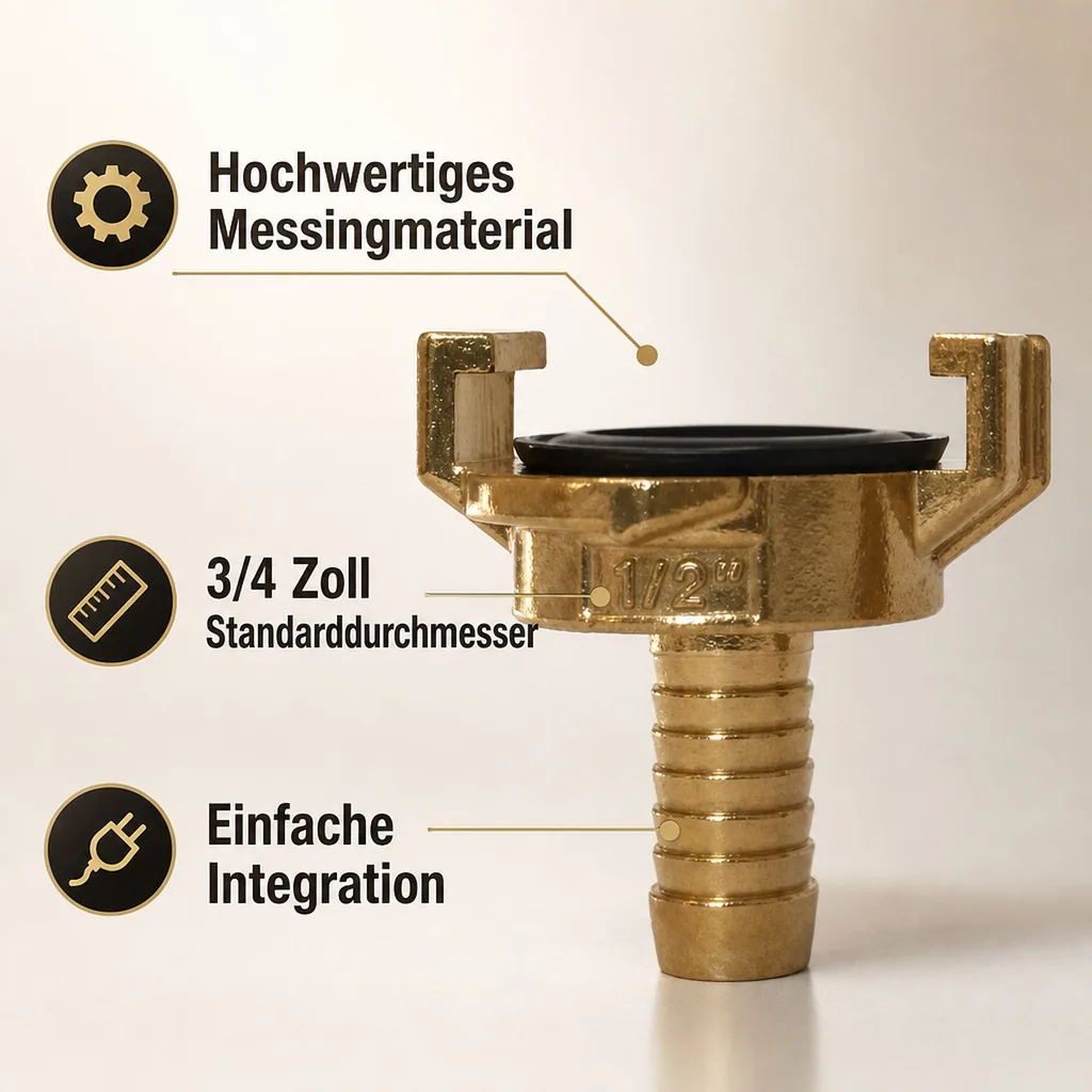Schlauchverbinder, Messing Schlauchstück, Tülle 3/4 Zoll