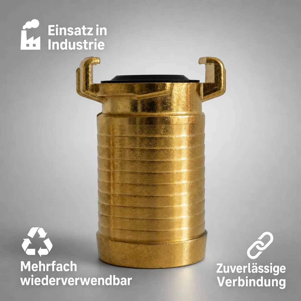 Schlauchanschluss Messing, 1 1/2 Zoll Schlauchtülle Messing, Schnellkupplung