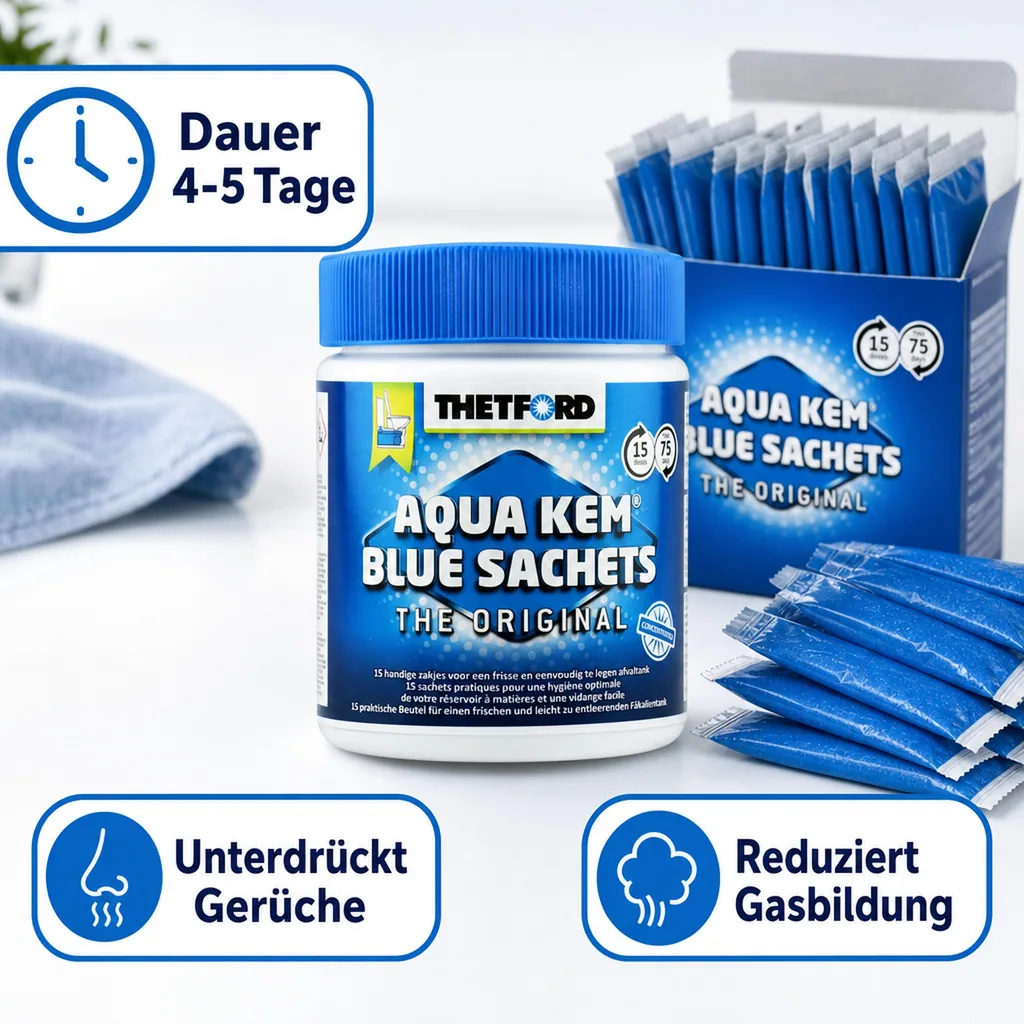 THETFORD Aqua Kem Blue Sachets Behälter á 15 Beutel = 1 Dose