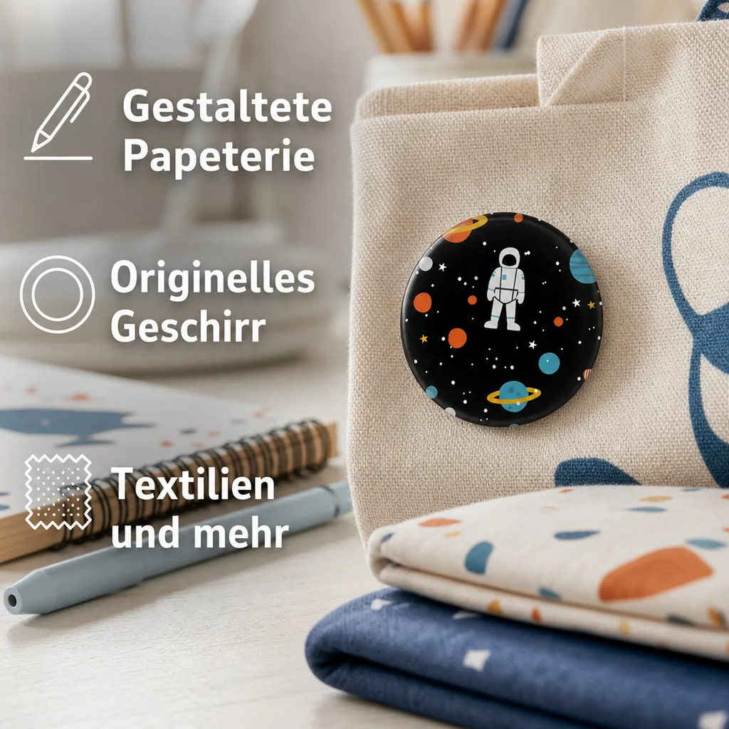 Ava & Yves Kinder Button / Anstecker Weltraum