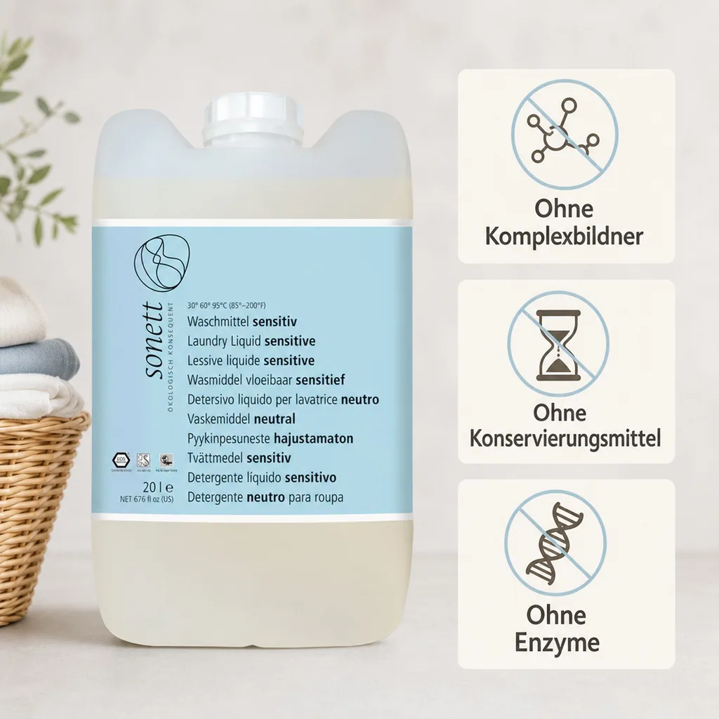 SONETT Waschmittel flüssig sensitiv 20 Liter ohne Duft- und Farbstoffe