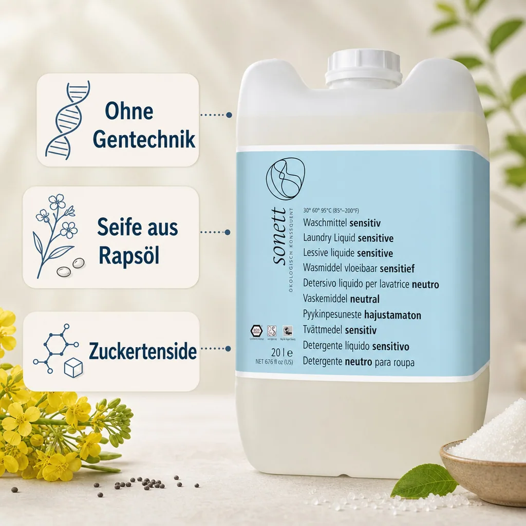 SONETT Waschmittel flüssig sensitiv 20 Liter ohne Duft- und Farbstoffe
