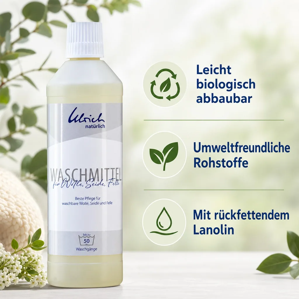 ULRICH natürlich Waschmittel für Wolle, Seide und Felle 500 ml flüssig mit Lanolin