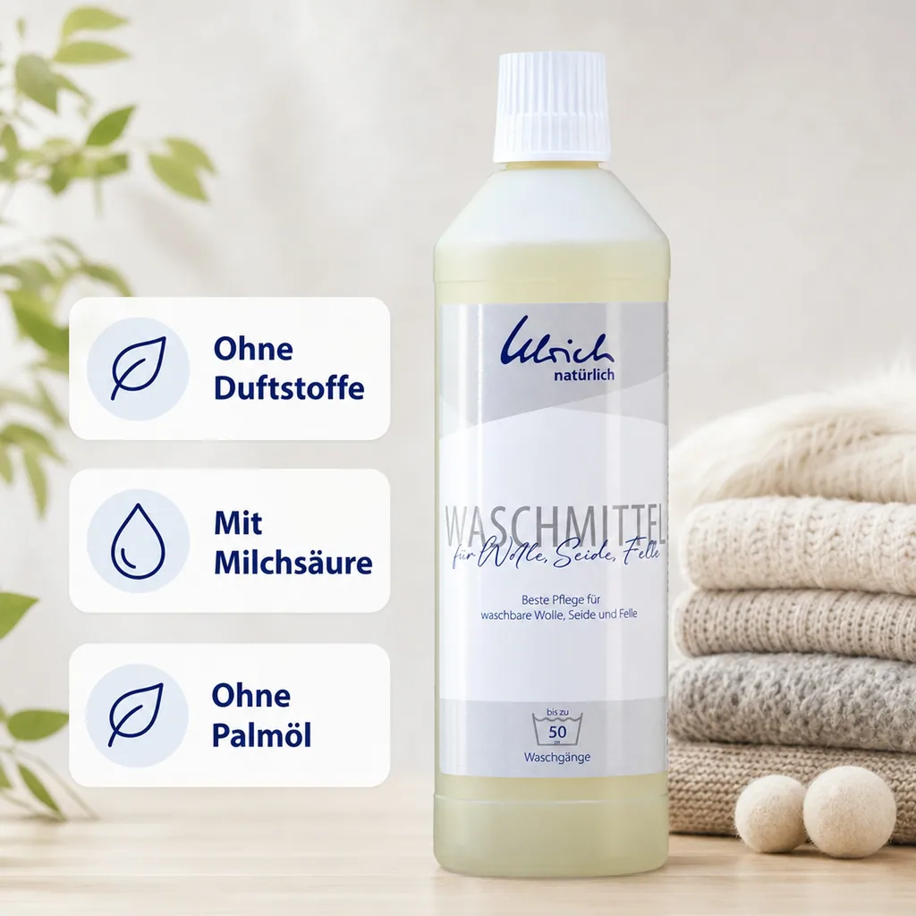 ULRICH natürlich Waschmittel für Wolle, Seide und Felle 500 ml flüssig mit Lanolin