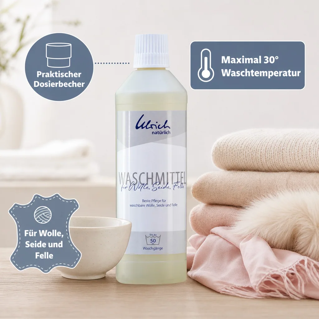 ULRICH natürlich Waschmittel für Wolle, Seide und Felle 500 ml flüssig mit Lanolin