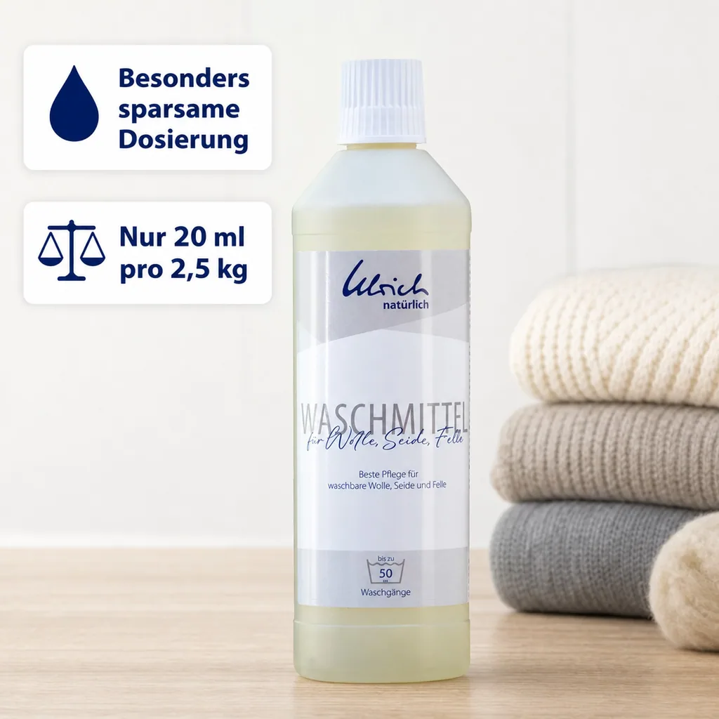 ULRICH natürlich Waschmittel für Wolle, Seide und Felle 500 ml flüssig mit Lanolin