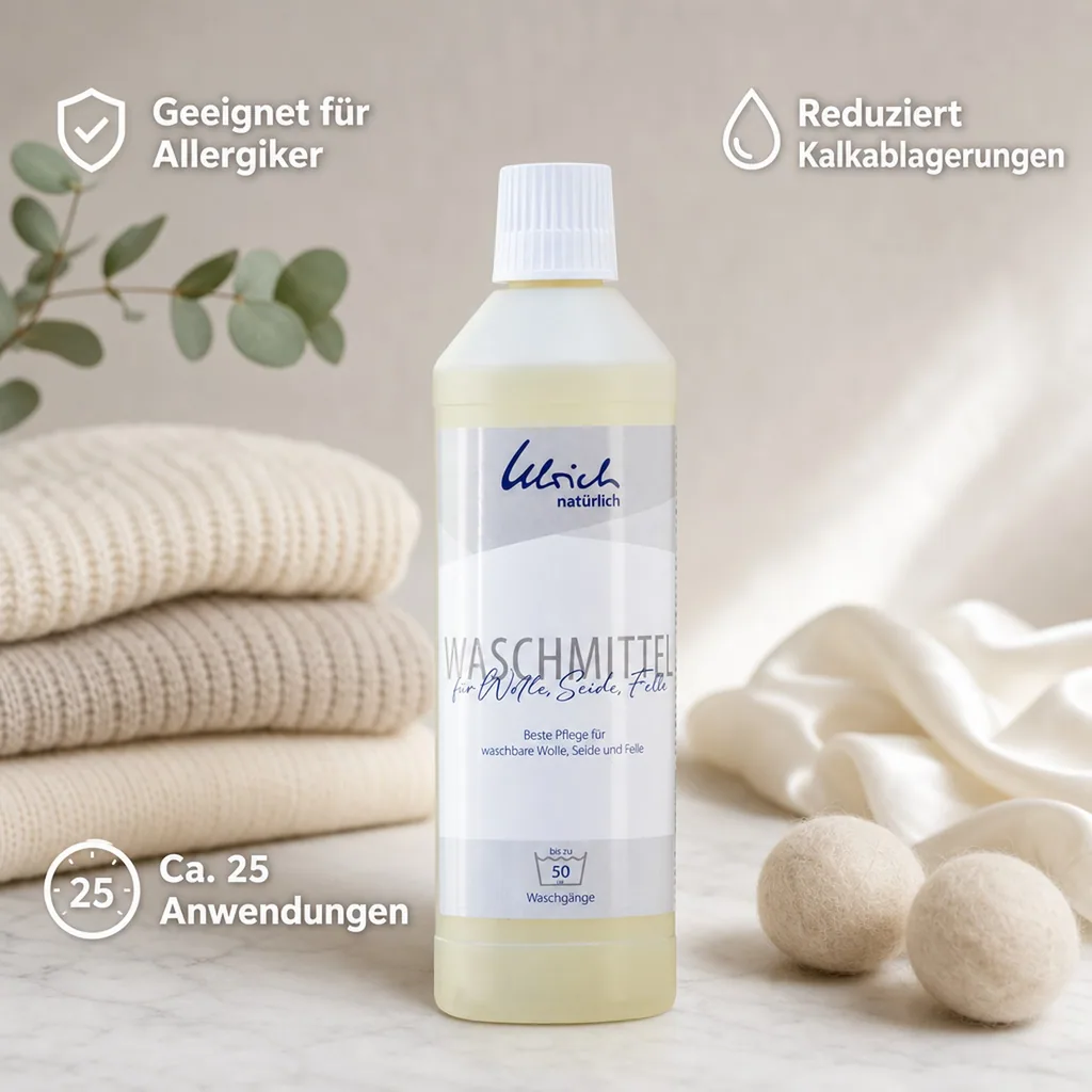 ULRICH natürlich Waschmittel für Wolle, Seide und Felle 500 ml flüssig mit Lanolin