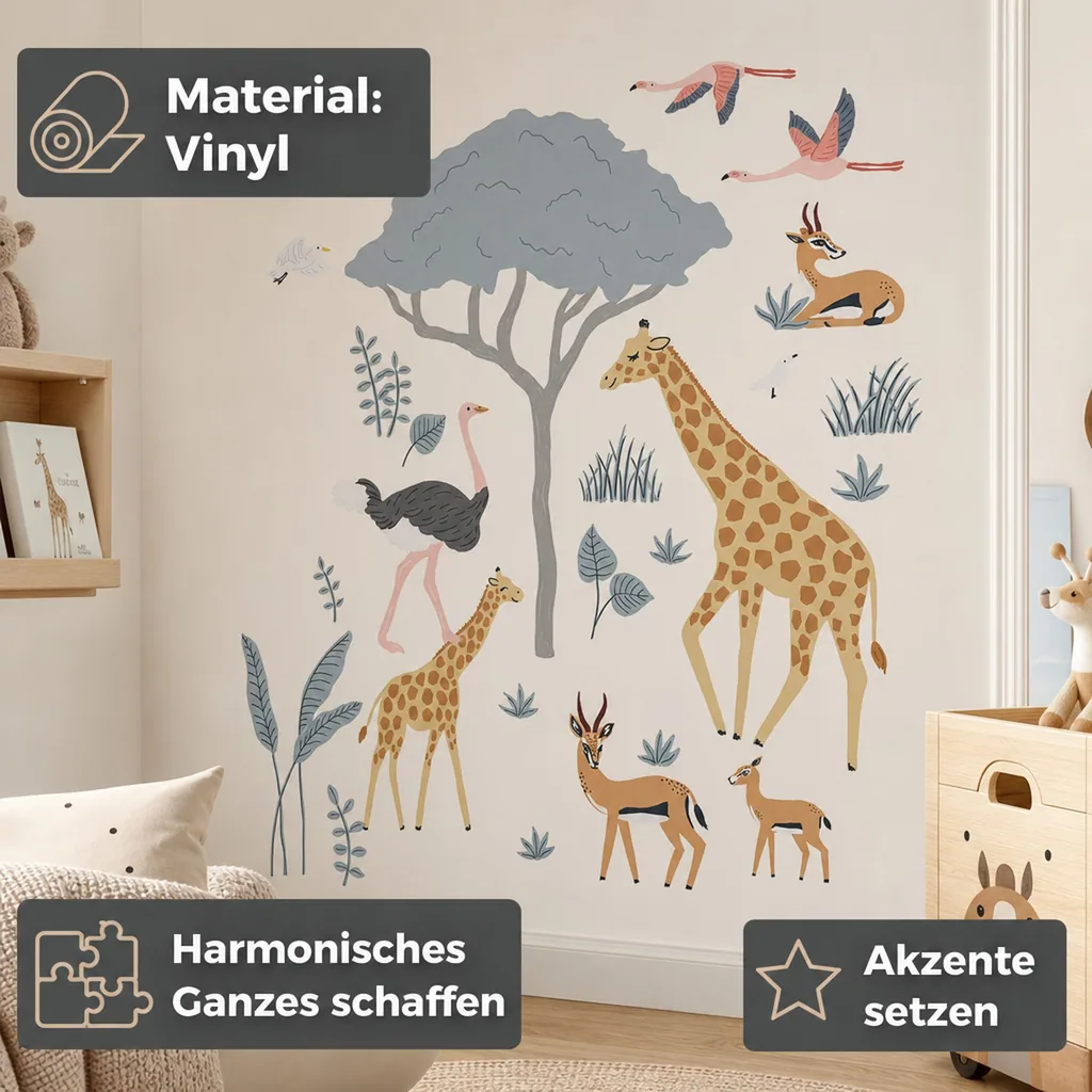 Lilipinso Wandsticker A3 Savannentiere mit Baum