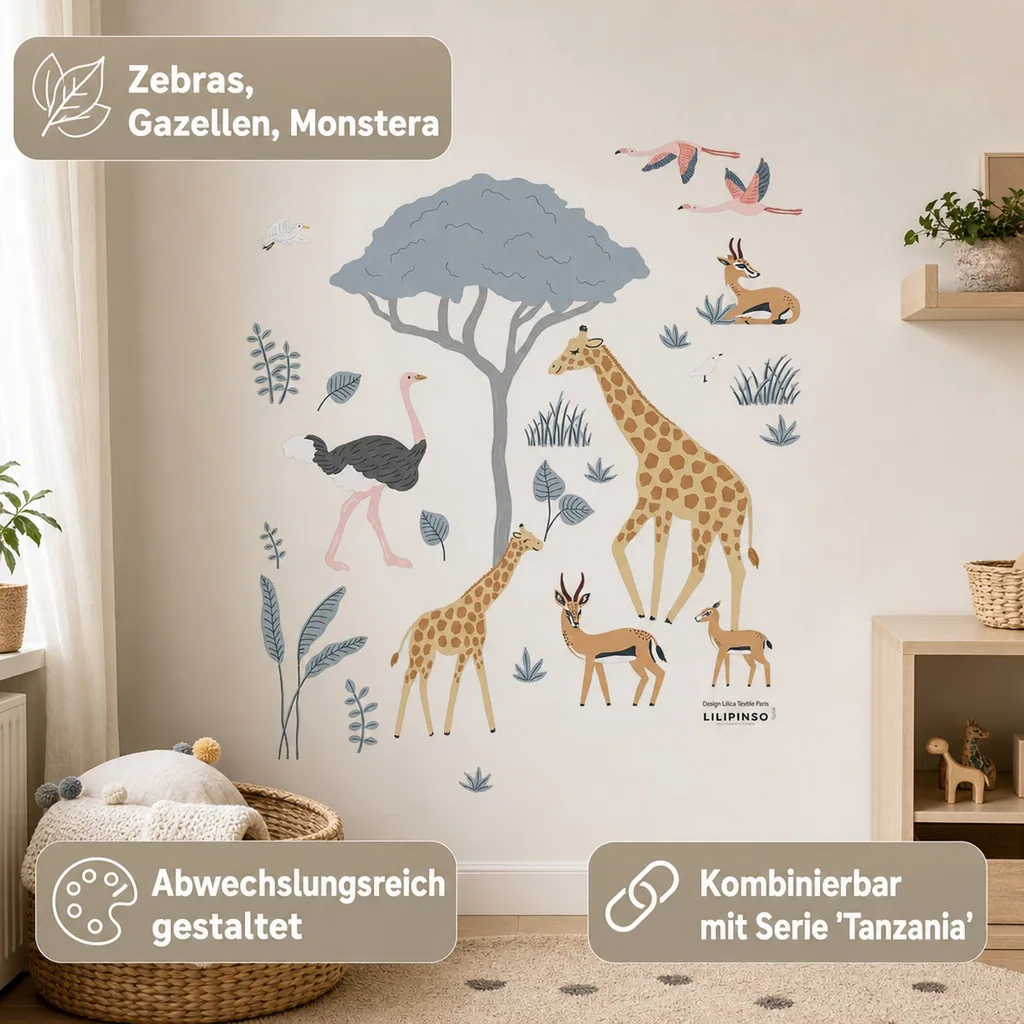 Lilipinso Wandsticker A3 Savannentiere mit Baum