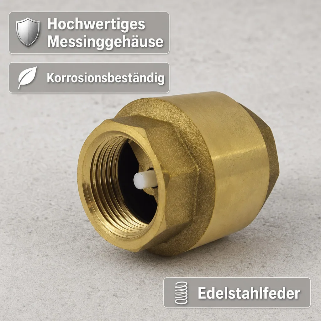 Rückschlagventil 2 Zoll, Messing, Feder, Innengewinde