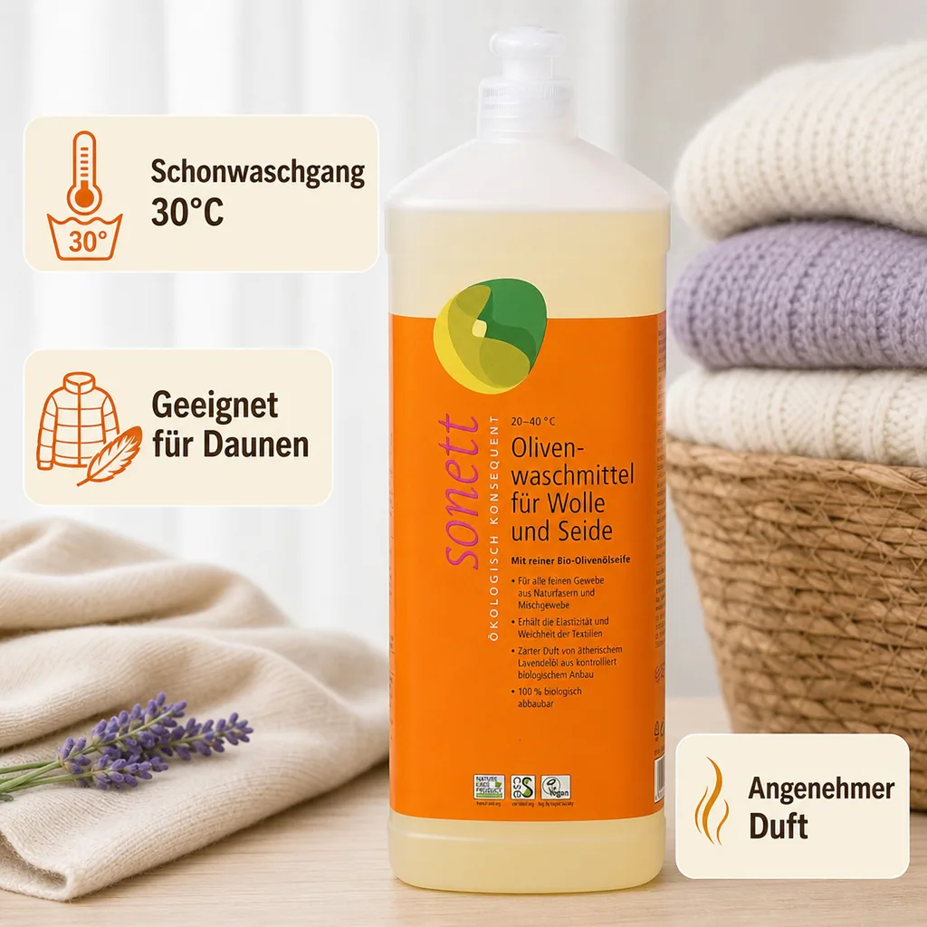SONETT Waschmittel flüssig Olive 1 Liter WOLLE & SEIDE