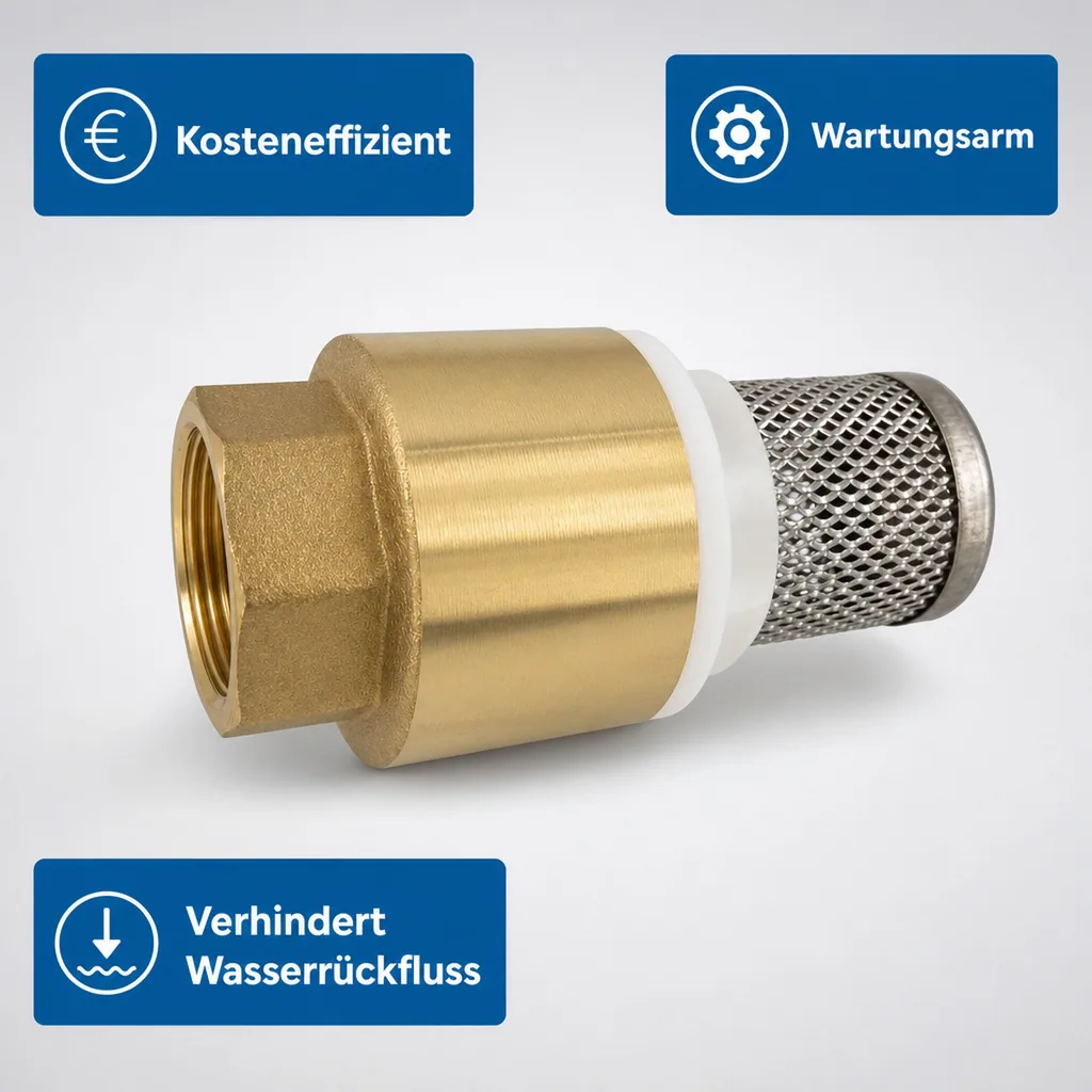 Saugkorb 3/4 Zoll, Messing Fussventil mit Rückschlagventil, Edelstahl