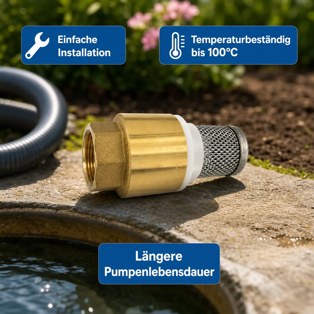 Saugkorb 3/4 Zoll, Messing Fussventil mit Rückschlagventil, Edelstahl