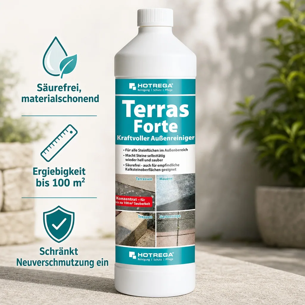 HOTREGA Terras Forte 1 Liter Kraftvoller Außenreiniger Konzentrat