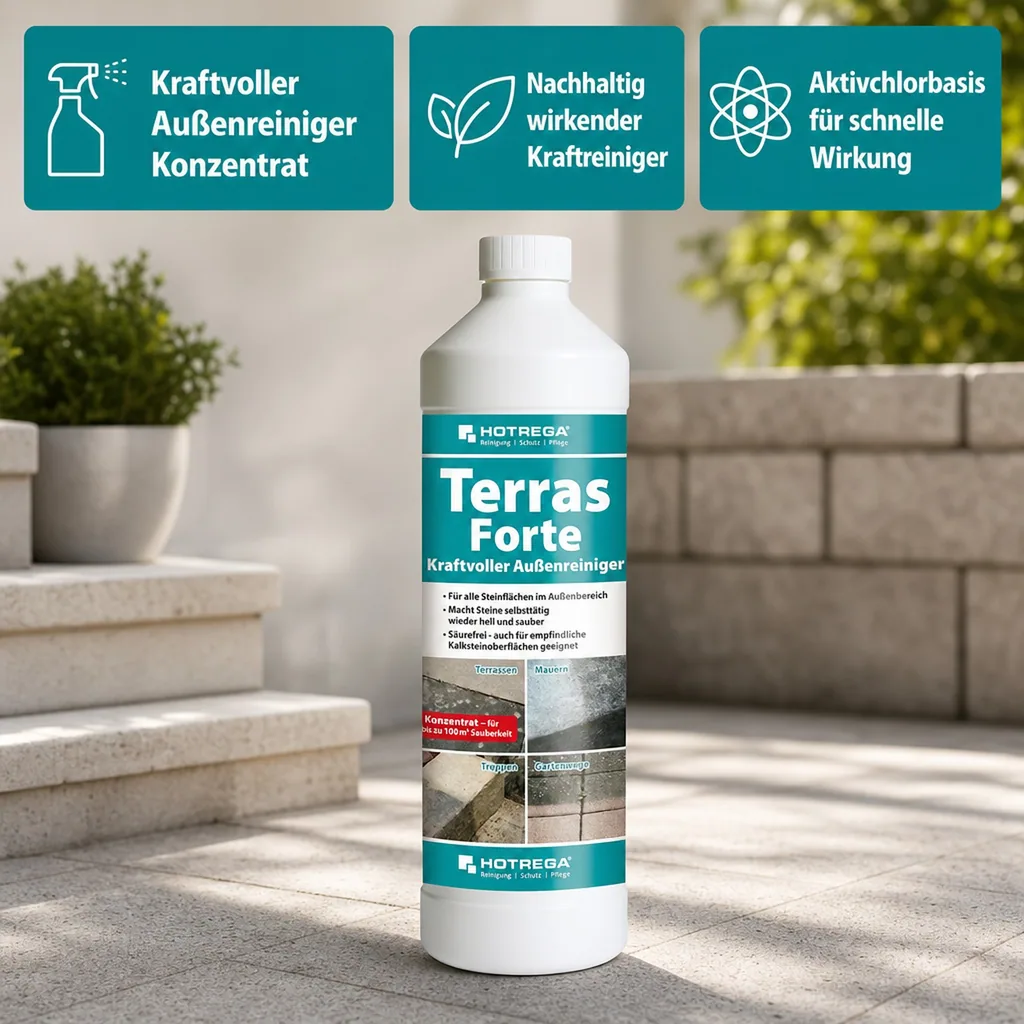 HOTREGA Terras Forte 1 Liter Kraftvoller Außenreiniger Konzentrat