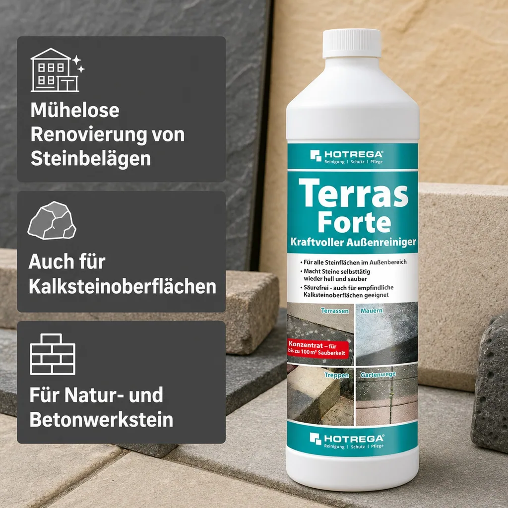 HOTREGA Terras Forte 1 Liter Kraftvoller Außenreiniger Konzentrat