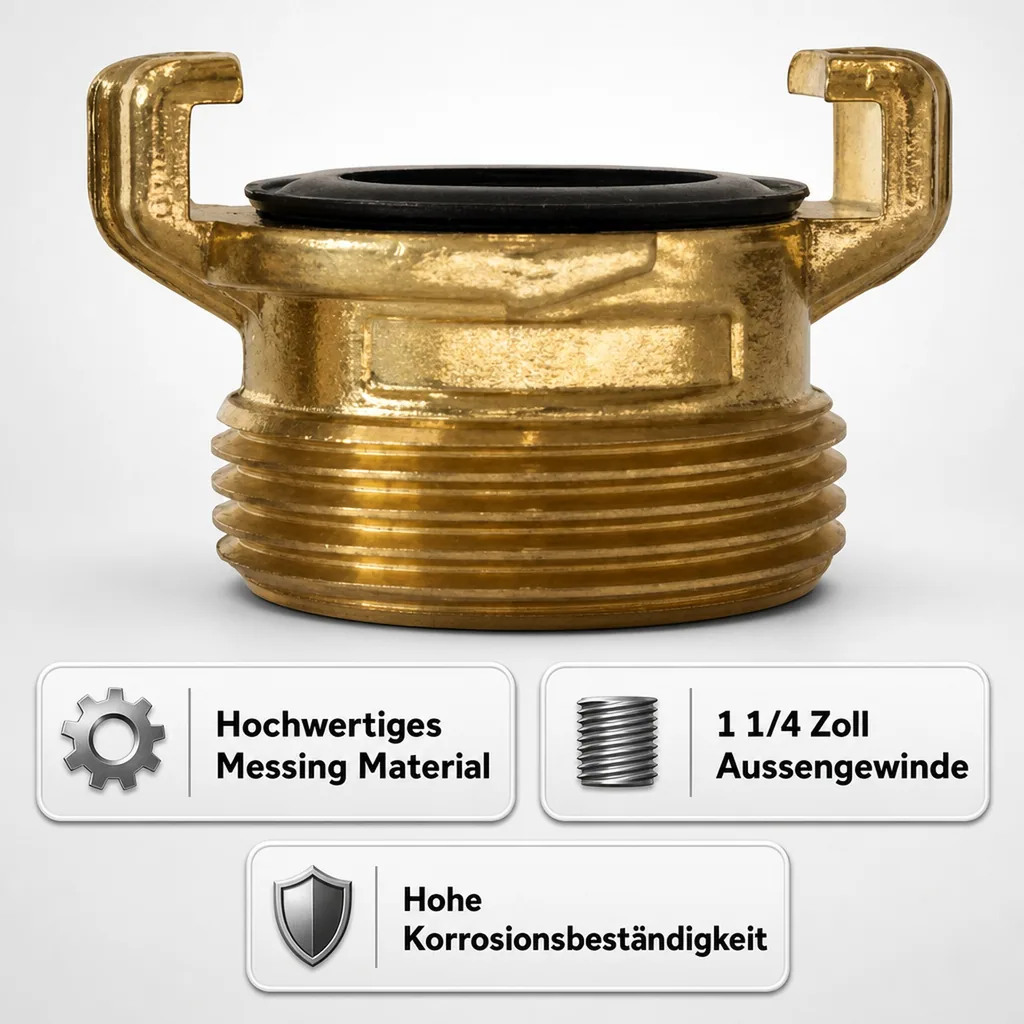 Messing Gewinde Fitting, 1 1/4 Zoll Aussengewinde, Schnellkupplung