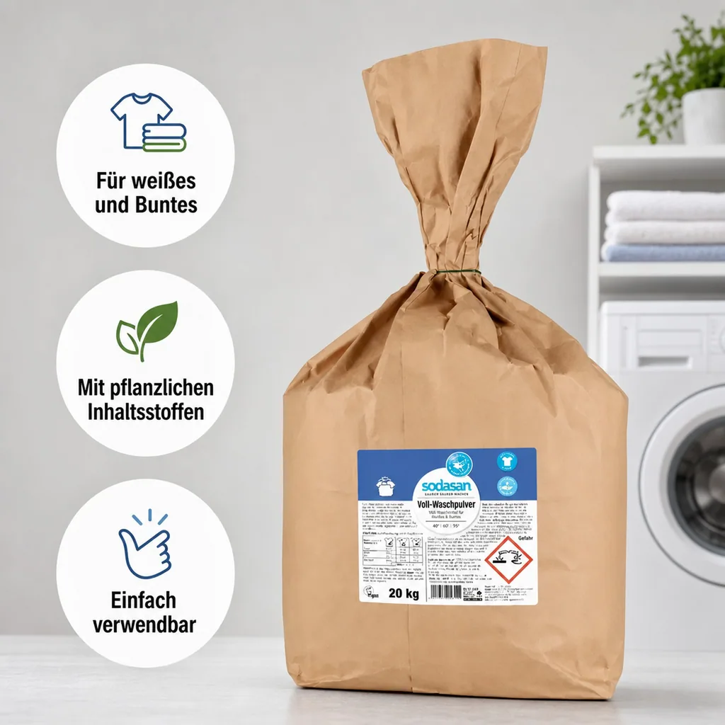 SODASAN Voll-Waschpulver Limette 20kg für weißes und Buntes