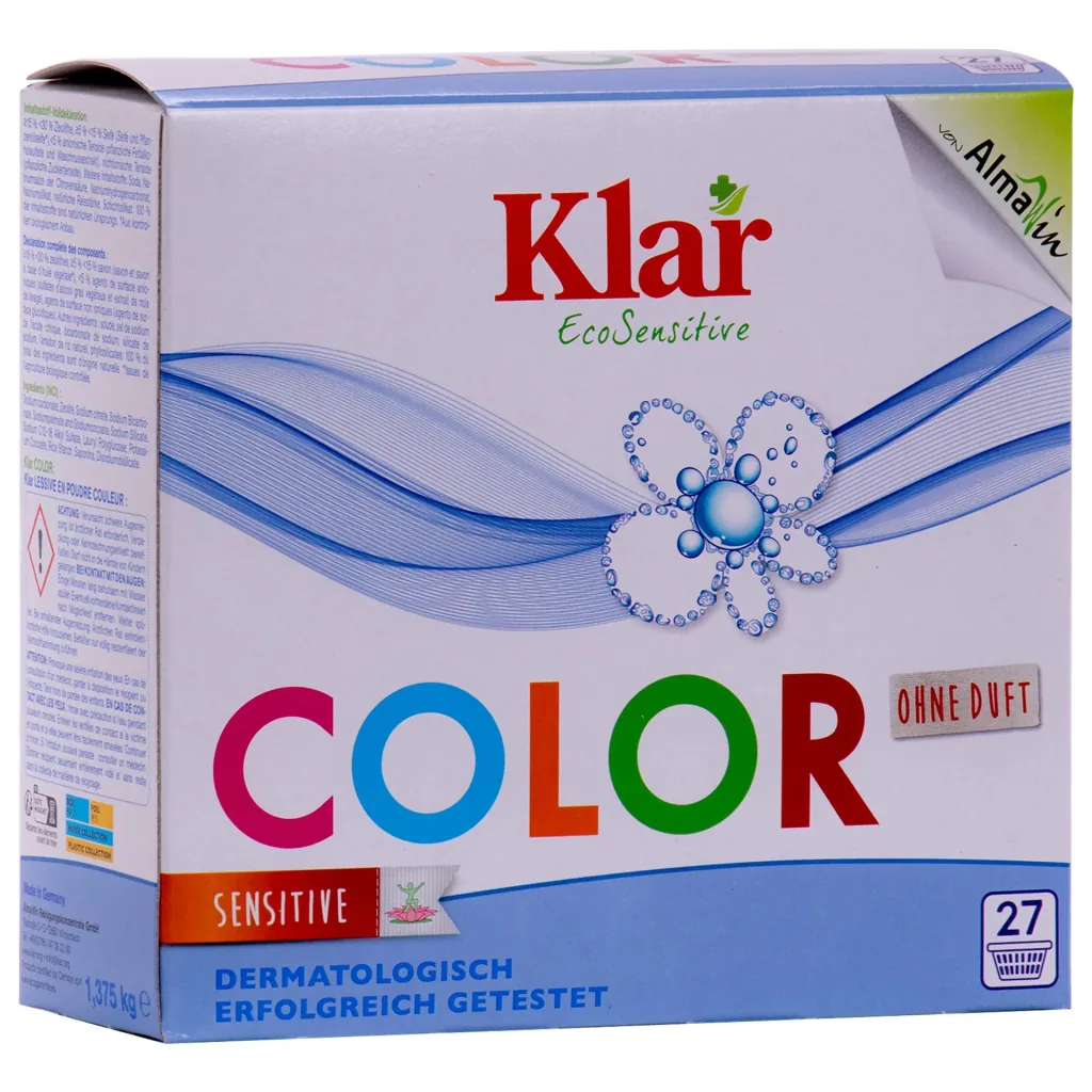 KLAR Color Waschmittelpulver ohne Duft in verschiedenen Größengebinden Basis Compact Color