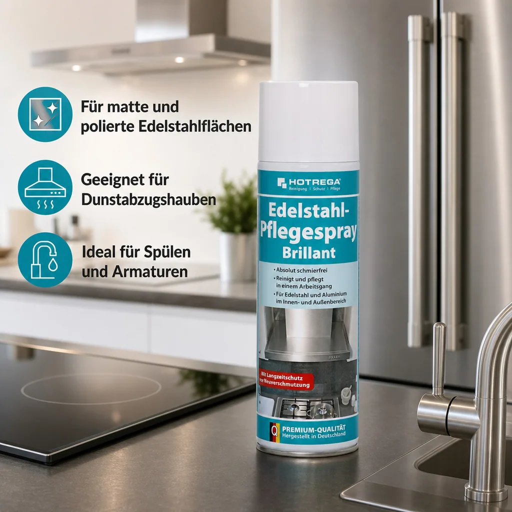 HOTREGA Edelstahl Pflegespray Brillant Spraydose 500ml
