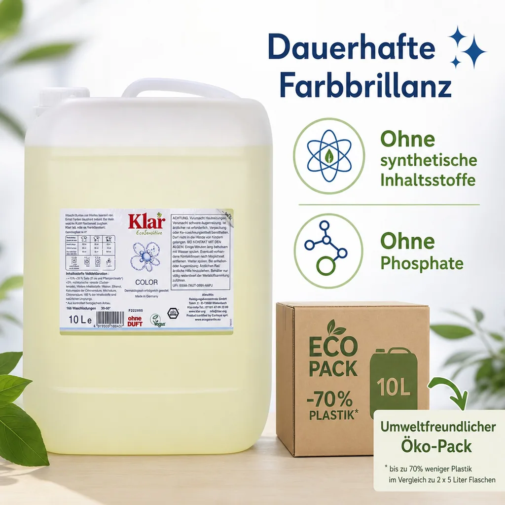 KLAR Color Waschmittel flüssig 10 Liter ohne Duft