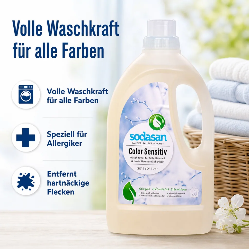 SODASAN COLOR Flüssigwaschmittel sensitiv 1,5 Liter