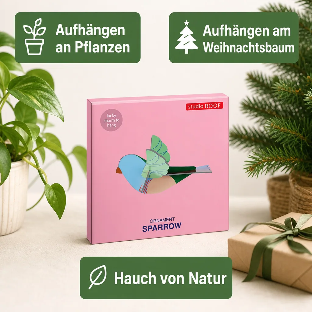Studio ROOF Ornament, Bastel-Set, 3D Wandobjekt - Spatz