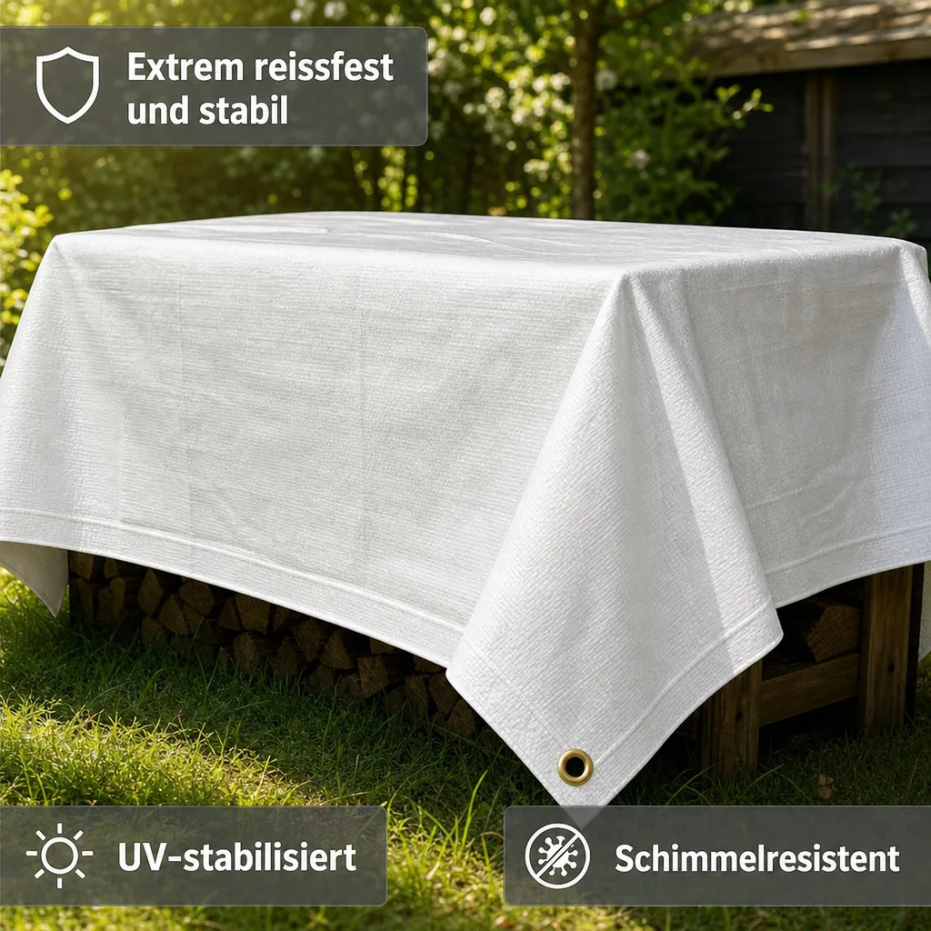 Abdeckplane 280 g/m², 5x8m (40m²) weiß, wasserdicht, reissfest