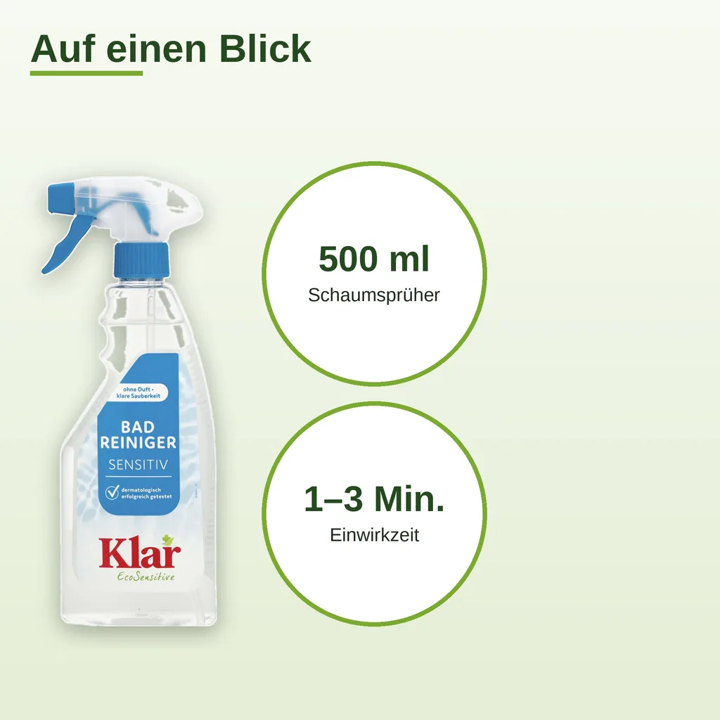 KLAR Badreiniger parfümfrei 500ml ohne Duft mit Schaumsprayer
