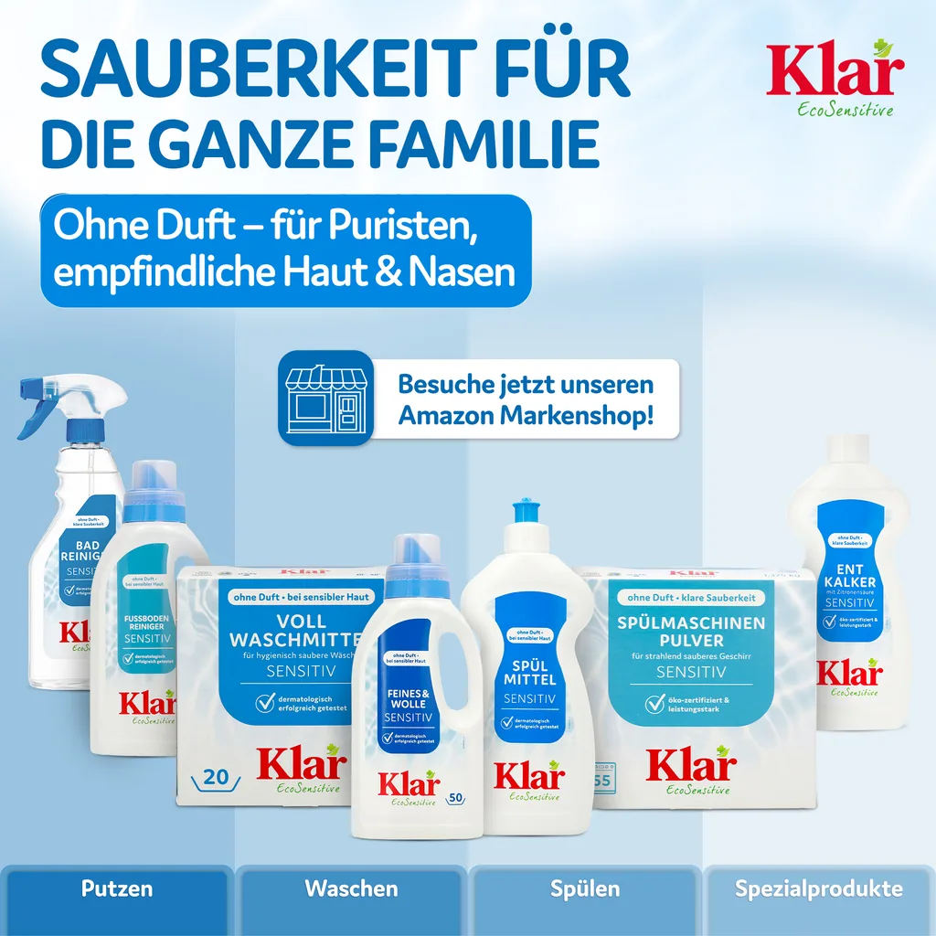 KLAR Badreiniger parfümfrei 500ml ohne Duft mit Schaumsprayer