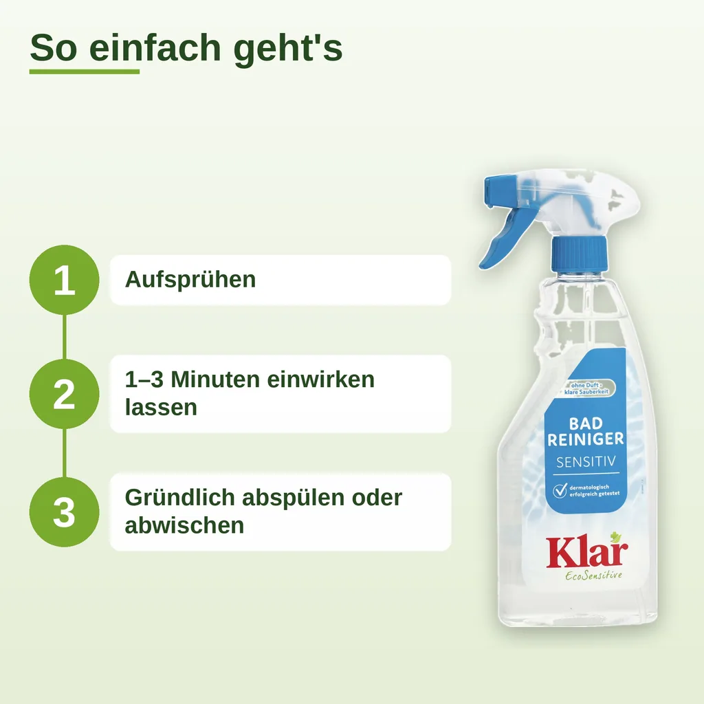 KLAR Badreiniger parfümfrei 500ml ohne Duft mit Schaumsprayer