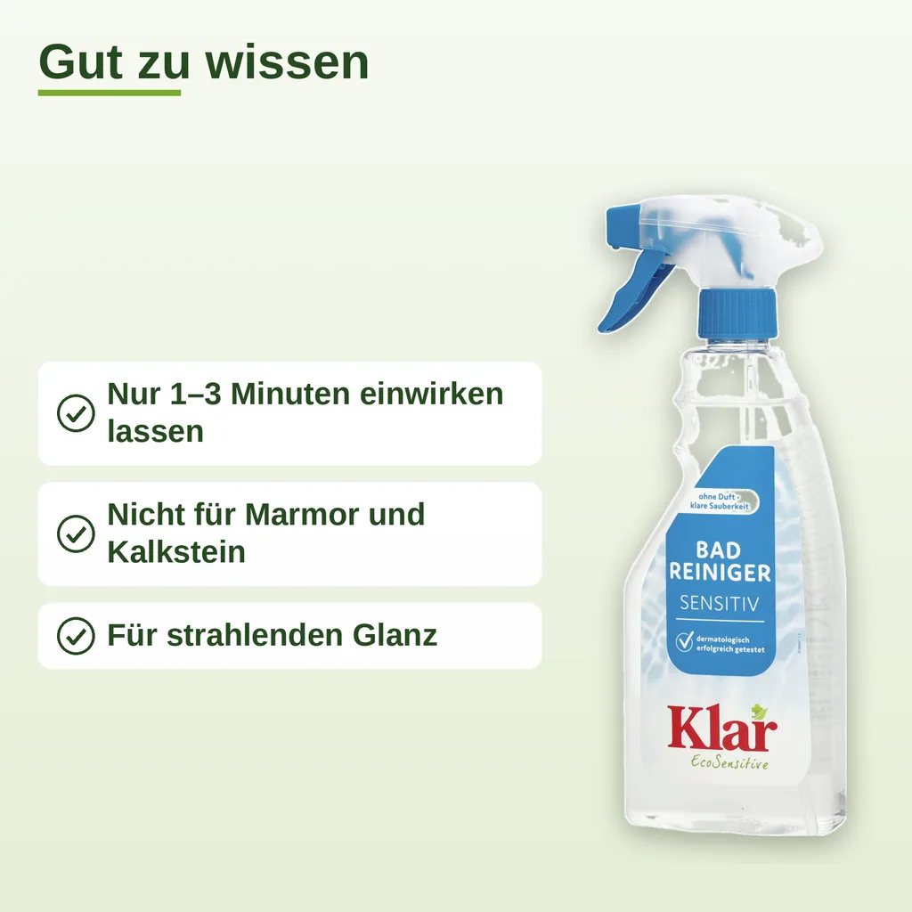 KLAR Badreiniger parfümfrei 500ml ohne Duft mit Schaumsprayer