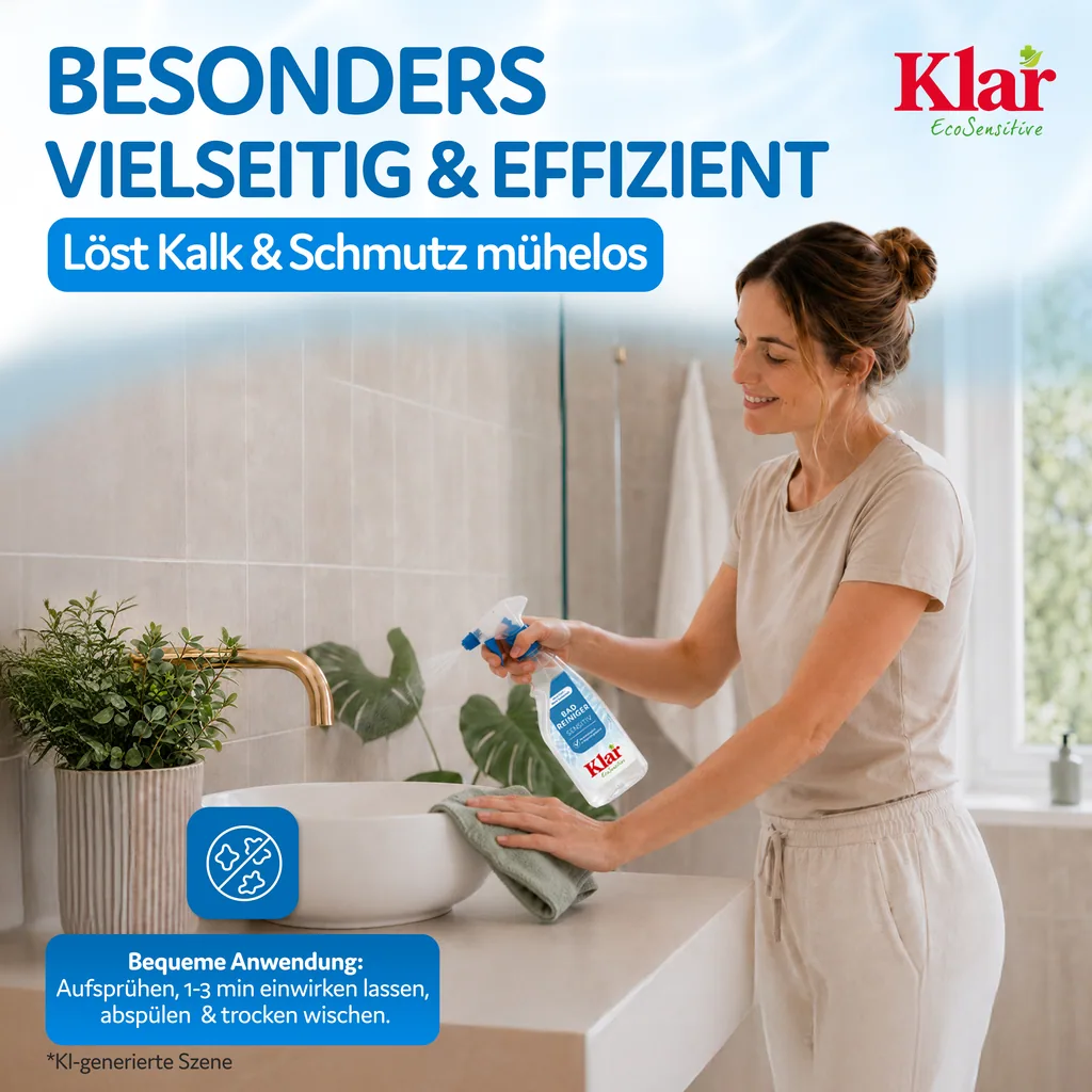 KLAR Badreiniger parfümfrei 500ml ohne Duft mit Schaumsprayer