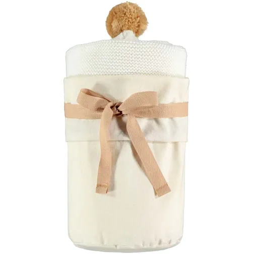Nobodinoz Strick Baby Kapuzendecke weiss