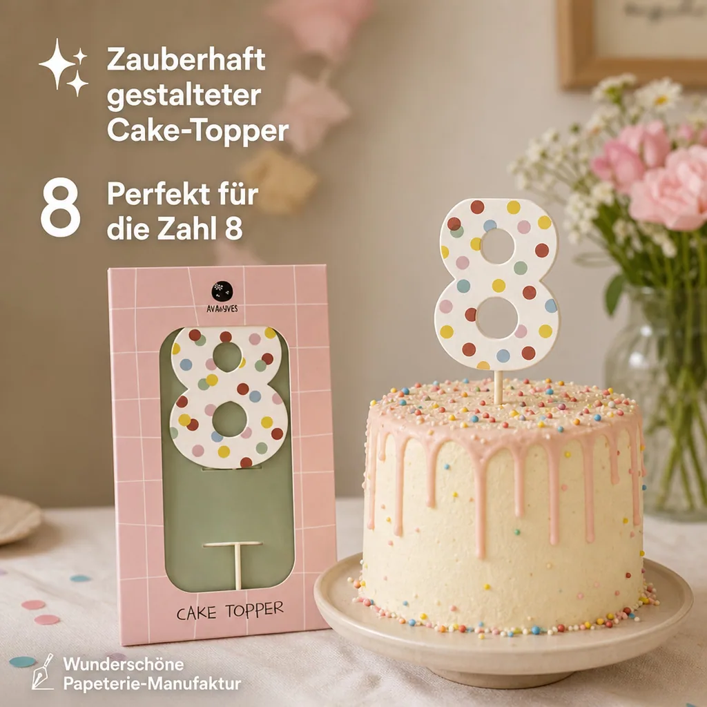 Ava & Yves Cake Topper Zahl "8"