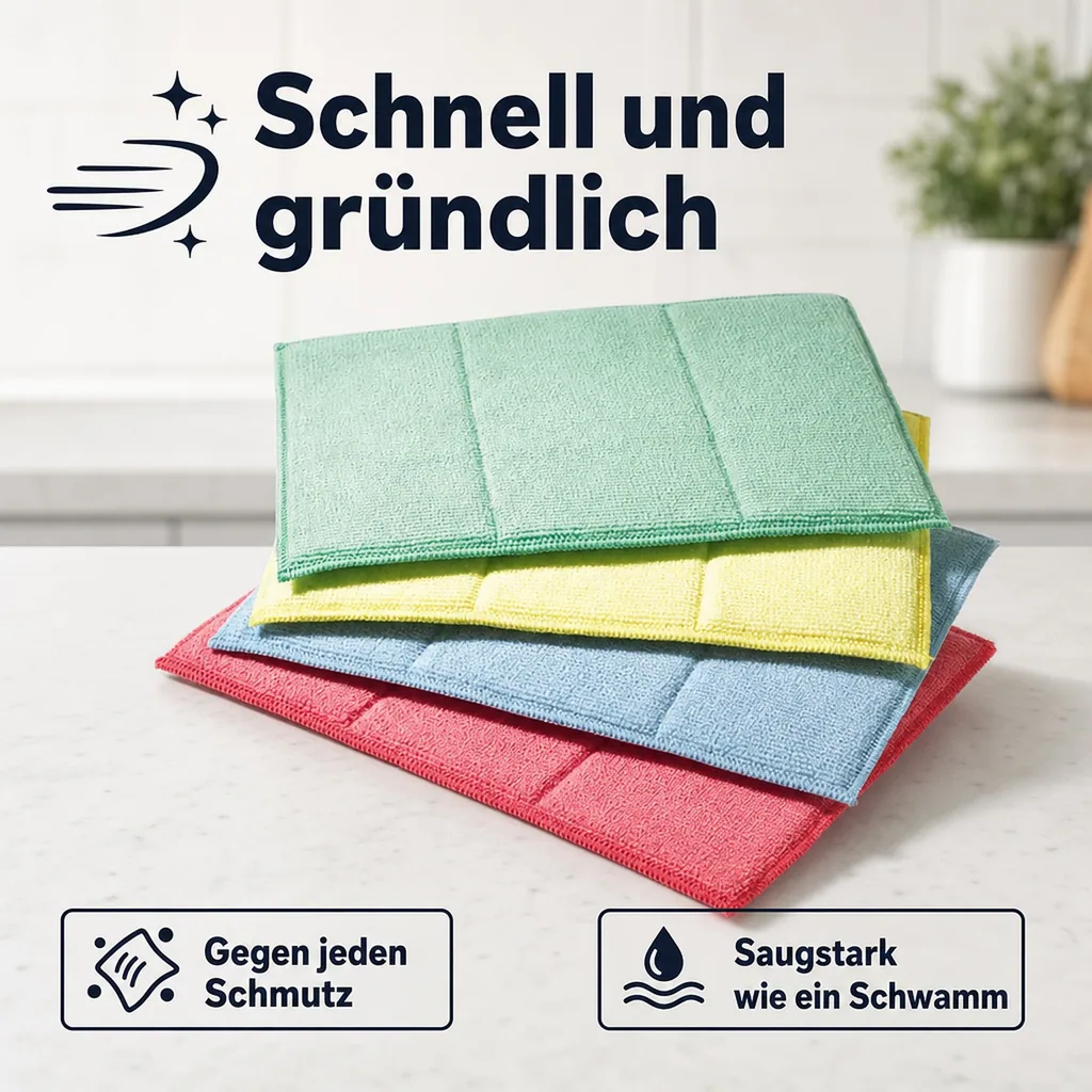 MEGA Clean Mikrofaser Schwammtuch 17 x 23cm blau 10 Stück Packung
