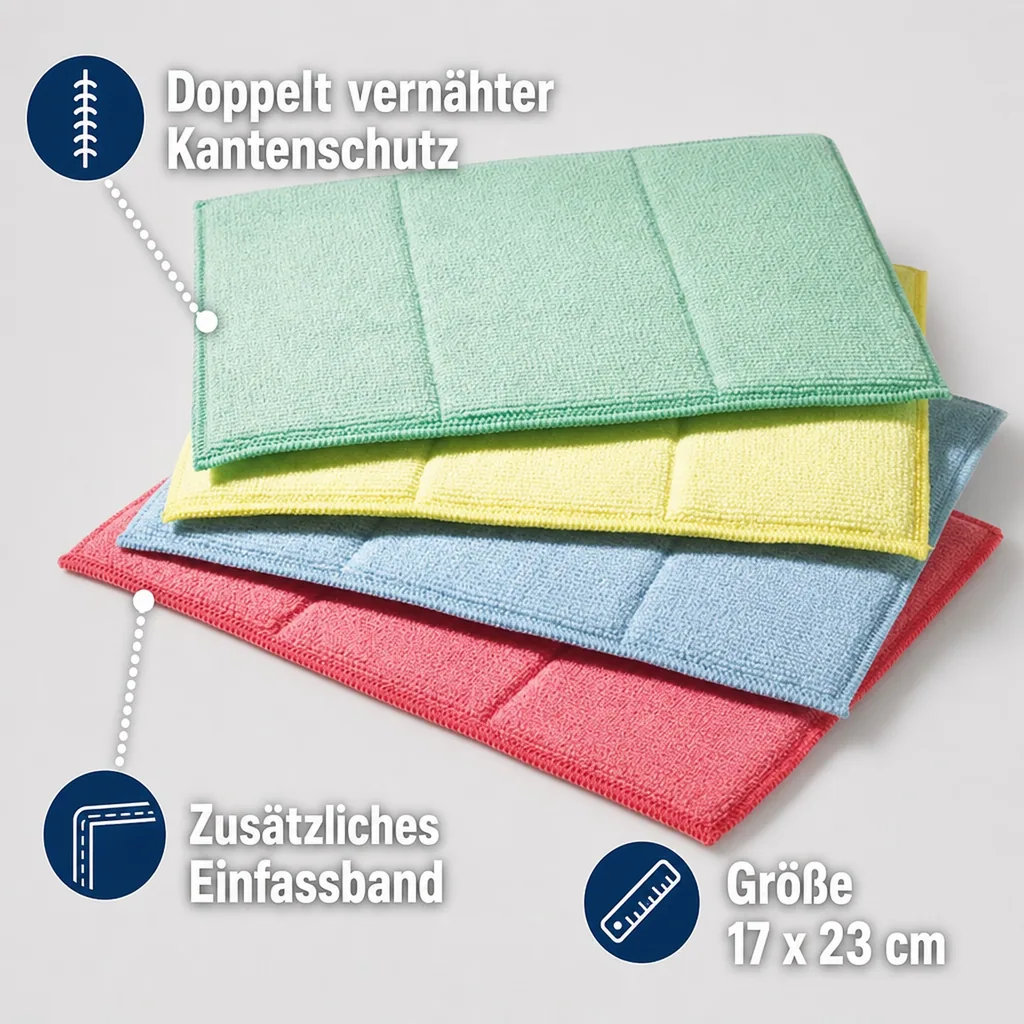 MEGA Clean Mikrofaser Schwammtuch 17 x 23cm blau 10 Stück Packung