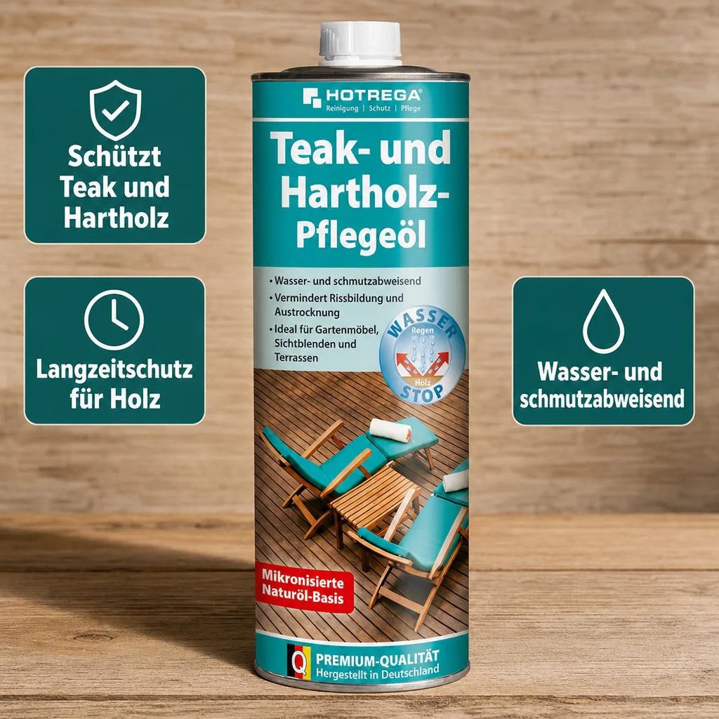 HOTREGA Teak- und Hartholz Pflegeöl 1 Liter