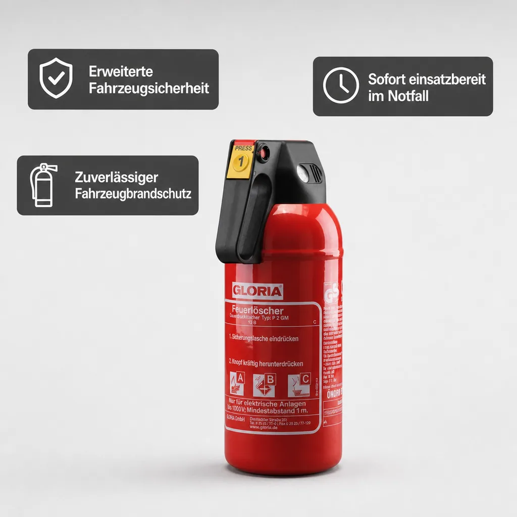 Feuerlöscher, Pulverlöscher - P 2 GM, mit Kfz.-Halter - Kompakter ABC-Löscher für Ihr Auto