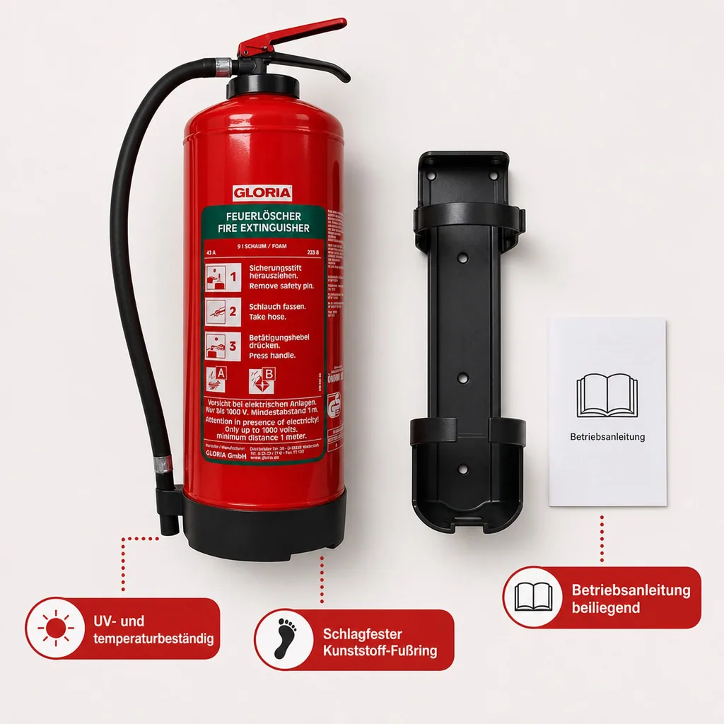 Feuerlöscher, Schaumlöscher - SDB 6, mit Wandhalter und Manometer